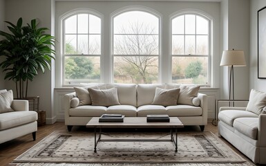 Fototapeta premium Modern luxury living room with elegant decor and minimalistic design..