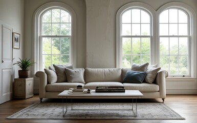 Fototapeta premium Modern luxury living room with elegant decor and minimalistic design..