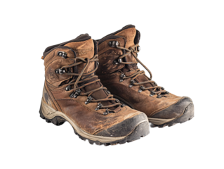 a pair of brown hiking boots