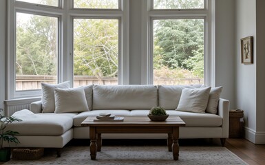 Modern luxury living room with elegant decor and minimalistic design..