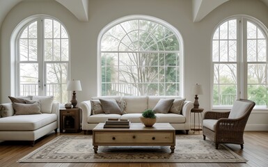 Fototapeta premium Modern luxury living room with elegant decor and minimalistic design..