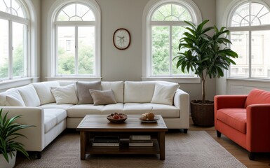 Fototapeta premium Modern luxury living room with elegant decor and minimalistic design..