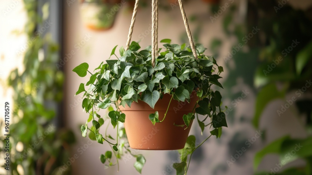 Canvas Prints Hanging Potted Plant with Lush Green Foliage