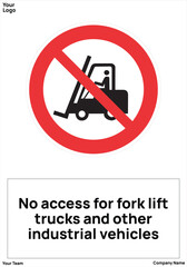 warning sign No access for fork lift standard iso 7010