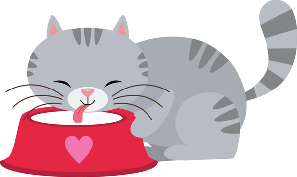 Cute funny cat drinking milk