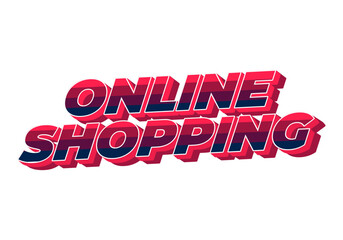 Online shopping. Text effect in 3D style with modern colors