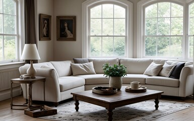 Fototapeta premium Modern luxury living room with elegant decor and minimalistic design..