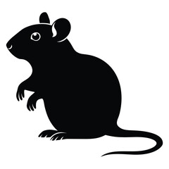 Black and white drawing of a rat silhouette on white