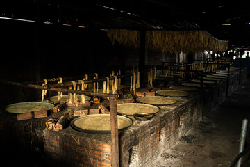 Hanging soybean curd skin in Drying Process