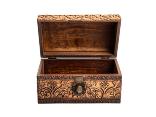 a wooden box with a lid open