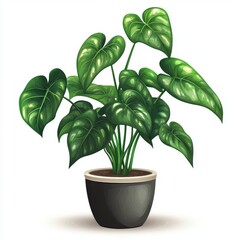 vector graphic of a potted philodendron plant