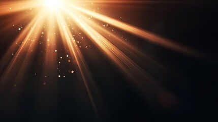 Elegant lens flare with soft, glowing light rays spreading across a dark backdrop, creating a beautiful and subtle contrast against the deep blackness