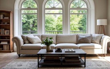 Fototapeta premium Modern luxury living room with elegant decor and minimalistic design..