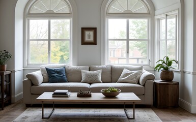 Modern luxury living room with elegant decor and minimalistic design..