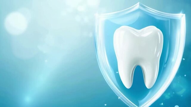 Shield protecting teeth from food germs. 3d render