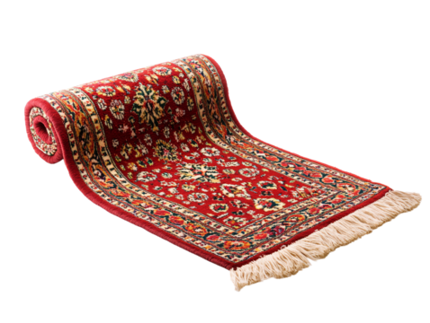 a red and yellow carpet