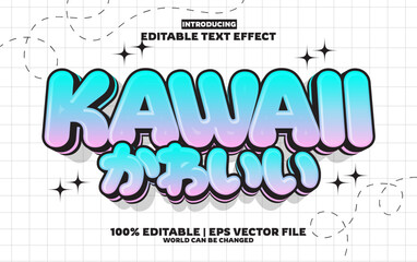New Kawaii editable text effect in new modern trend style