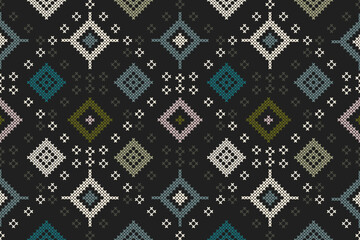 Ethnic Abstract, Design Vintage Knitted Pattern. Seamless Background