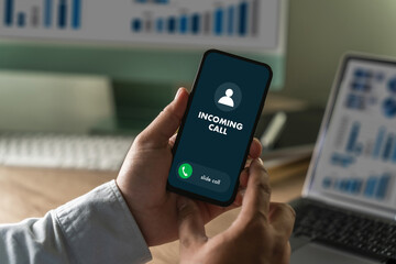 INCOMING CALL on Smartphone interface communication on a display