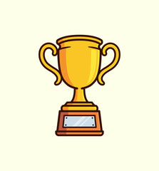 Shiny Golden Trophy on a Wooden Base Symbolizing Achievement and Success in Competitions and Award