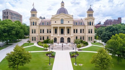 Fototapeta premium The historic Parliament Building in Vienna, Austria, stands majestically overlooking the Palace of Arts, a masterpiece of European architecture