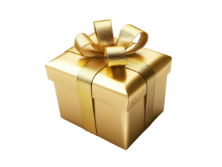 presents Luxury gold gift box presents die cut without background.for celebration festival commercia