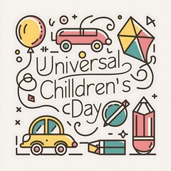 Naklejka premium Universal Children’s Day, Poster, Banner, Happy, Children’s Day,