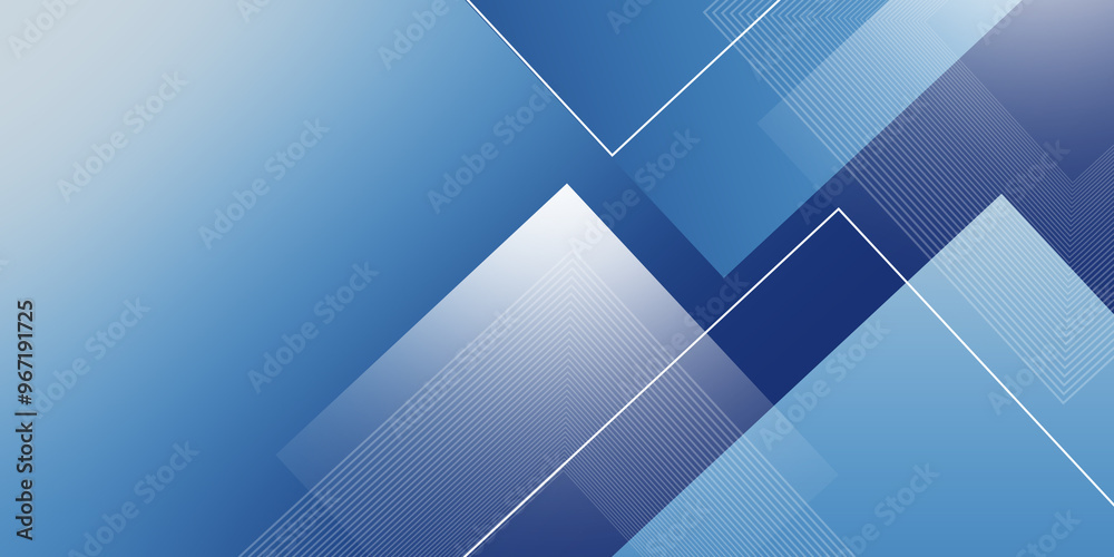 Wall mural blue and white abstract geometric presentation background with rectangle and square shapes