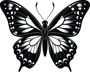 black butterfly vector illustration silhouette, Print