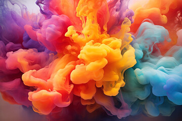 Obraz premium A vibrant explosion of colorful burst smoke, swirling and dancing in the air, creating a mesmerizing display of hues and patterns 