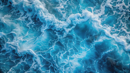 Top view of blue frothy sea surface , ocean, water, waves, texture, aerial, nature, background, aqua, marine, tranquil