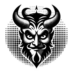 black and white devil with vintage style