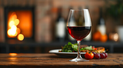 Naklejka premium glass of wine on the table