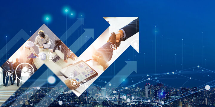 ビジネスと成長・上昇イメージ　バナー・広告向け横長ビジュアル