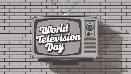 Fototapeta premium world television day, text on screen, Banner, Poster, 