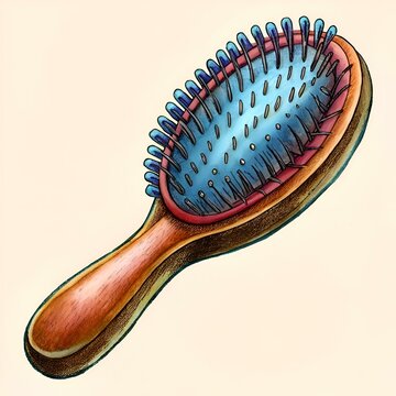 recommend clip art: A hand drawn illustration of a wooden hairbrush. perfect for adding a vintage touch to your designs.