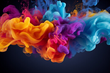 Fototapeta premium A vibrant explosion of colorful burst smoke, swirling and dancing in the air, creating a mesmerizing display of hues and patterns 