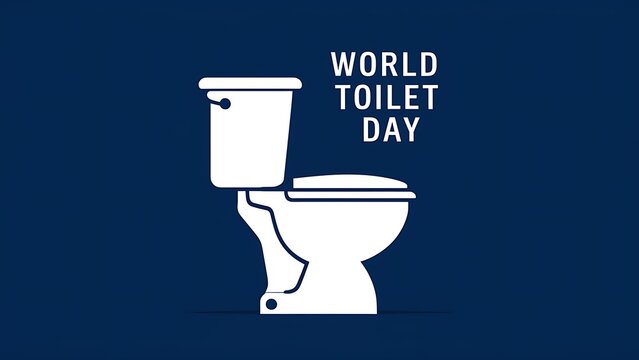 World Toilet Day awareness poster with stylized toilet and paper rolls - Powered by Adobe