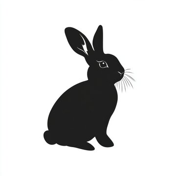 recommend clip art: Black silhouette of a rabbit sitting on a white background.