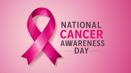 National Cancer Awareness Day, Poster, Banner, concept with a pink ribbon on a vibrant background. Cancer Awareness Day, 