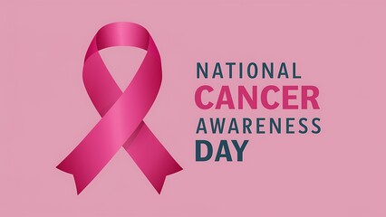 National Cancer Awareness Day, Poster, Banner, concept with a pink ribbon on a vibrant background. Cancer Awareness Day, 
