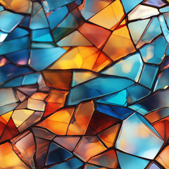 Abstract sharp crystal fragment pattern, prismatic reflections, fractured shapes with shimmering light effects