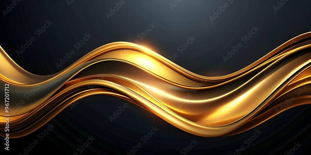 Wall mural elegant gold flow on black canvas for high-end branding