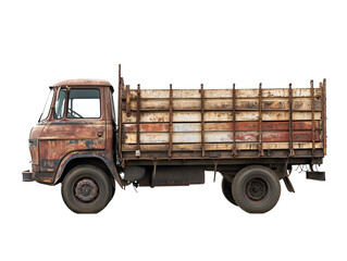 a rusty truck with a white background
