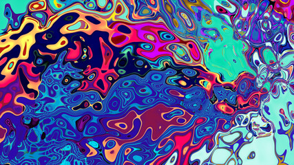 Psychedelic colorful abstract fluid and liquid fractal background 