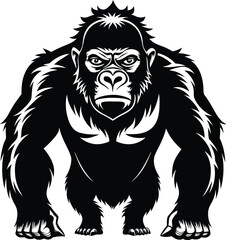 Fototapeta premium black gorilla vector illustration silhouette, Print