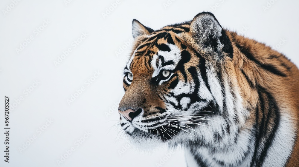 Wall mural Close-up Portrait of a Tiger's Face with Intense Gaze