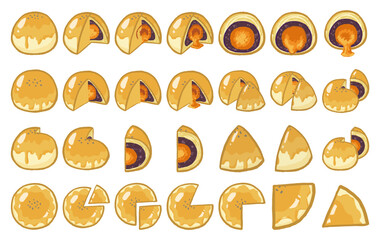 Fototapeta premium illustration of egg yolk pastry with red mung bean