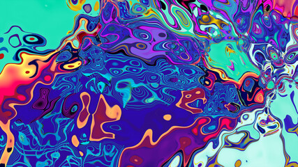Psychedelic colorful abstract fluid and liquid fractal background 
