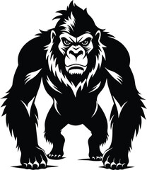 Obraz premium black gorilla vector illustration silhouette, Print
